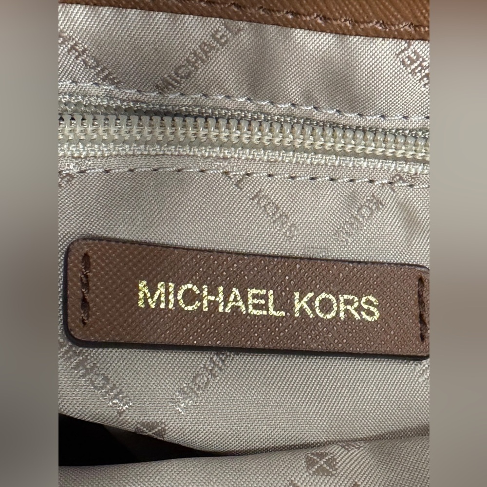 Michael Kors Lynn Brown Lugg MK Printed Large Satchel Bag - Picture 10 of 15